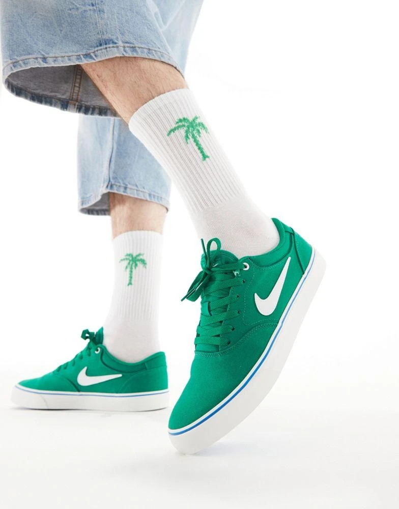 商品NIKE|Nike SB Chron 2 canvas trainers in green and white,价格¥285,第3张图片详细描述