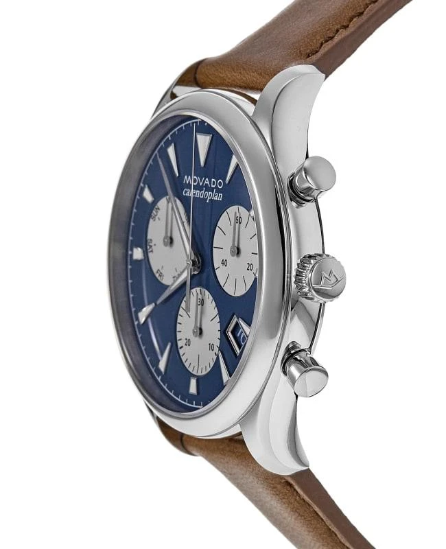 商品Movado|Movado Heritage Calendoplan Quartz Chronograph Blue Dial Leather Strap Men's Watch 3650113,价格¥2512,第3张图片详细描述