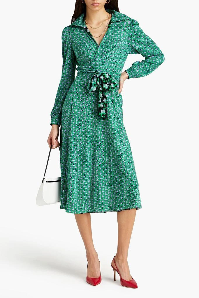 商品Diane von Furstenberg|Phoenix reversible printed stretch-mesh midi wrap dress,价格¥2400,第5张图片详细描述