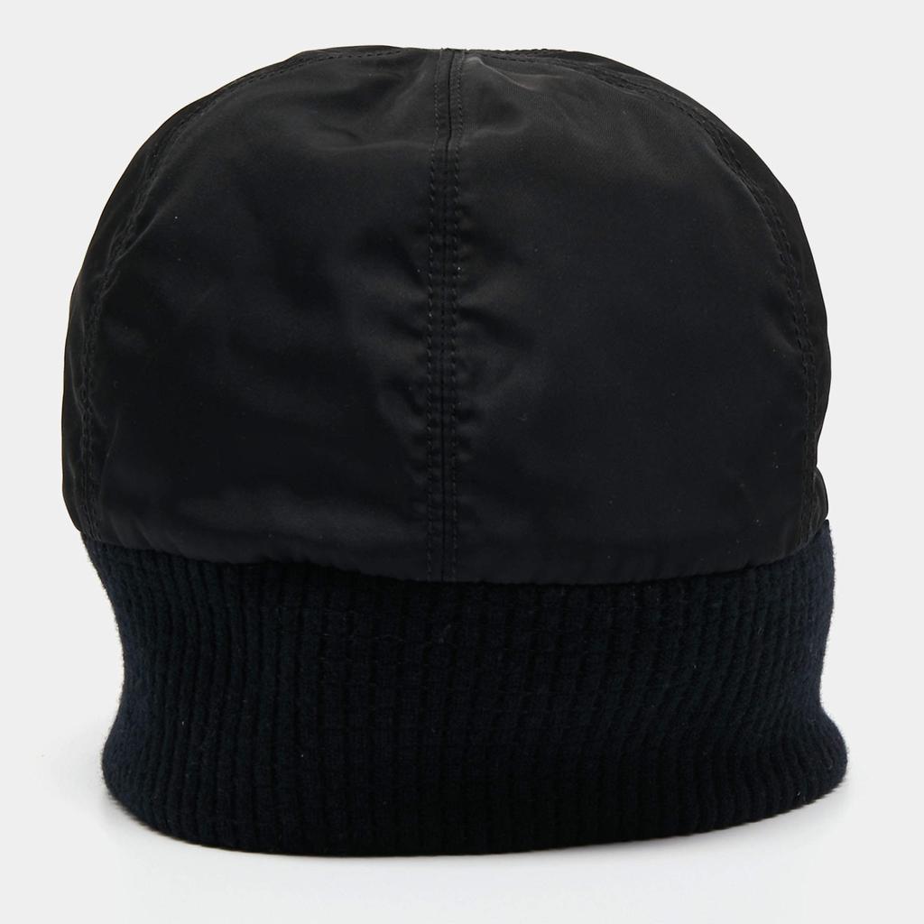 Prada Black Nylon Rib Knit Detail Beanie XL商品第2张图片规格展示