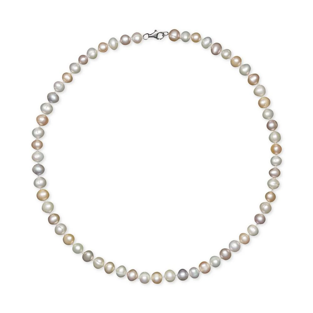 商品Macy's|18" Cultured Freshwater Pearl Strand Necklace in Sterling Silver 淡水珍珠项链(7-8mm),价格¥752,第1张图片详细描述