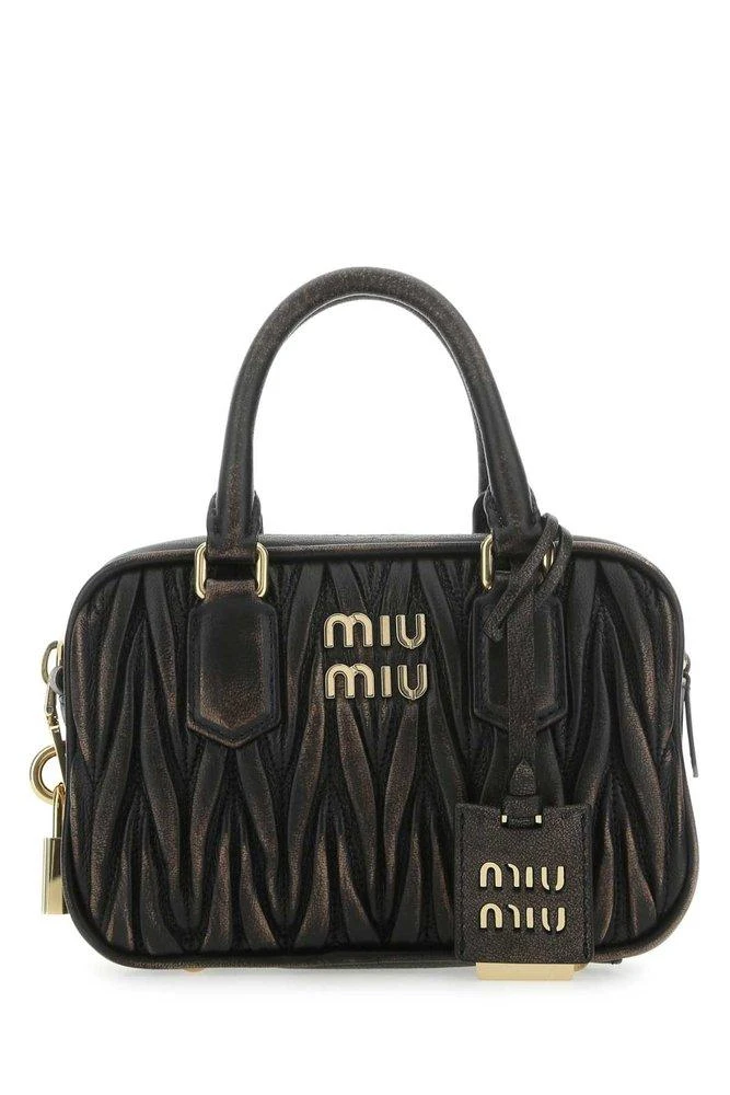 商品Miu Miu|Miu Miu Matelasse Logo Plaque Mini Tote Bag,价格¥14378,第1张图片