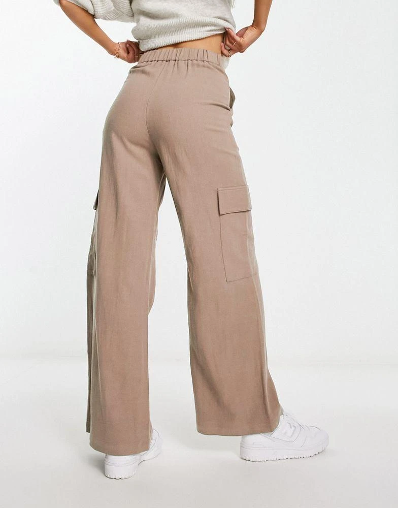 商品ASOS|ASOS DESIGN cargo trouser with linen in taupe,价格¥259,第2张图片详细描述