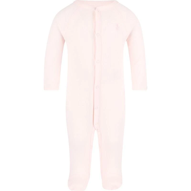 商品Ralph Lauren|Logo embroidery bodysuit baby cap and bib set in pink,价格¥1594,第2张图片详细描述