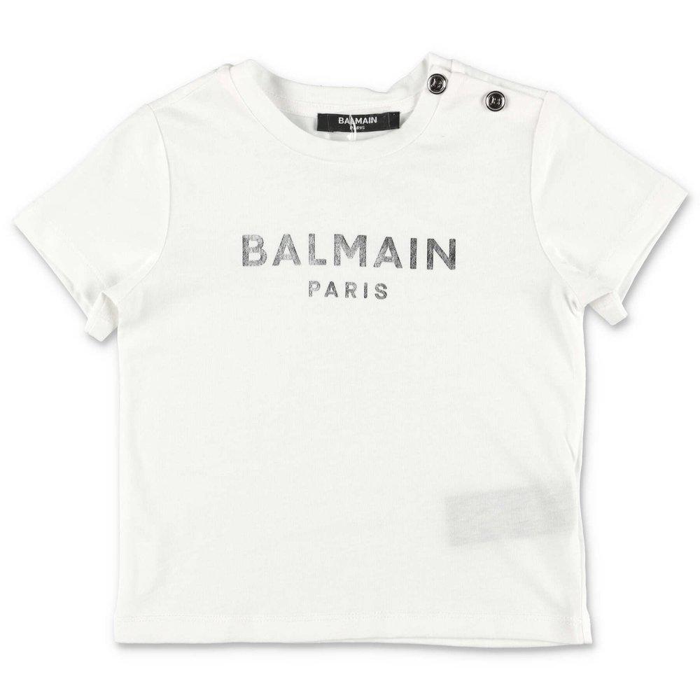 Balmain Kids Logo Printed Crewneck T-Shirt商品第1张图片规格展示