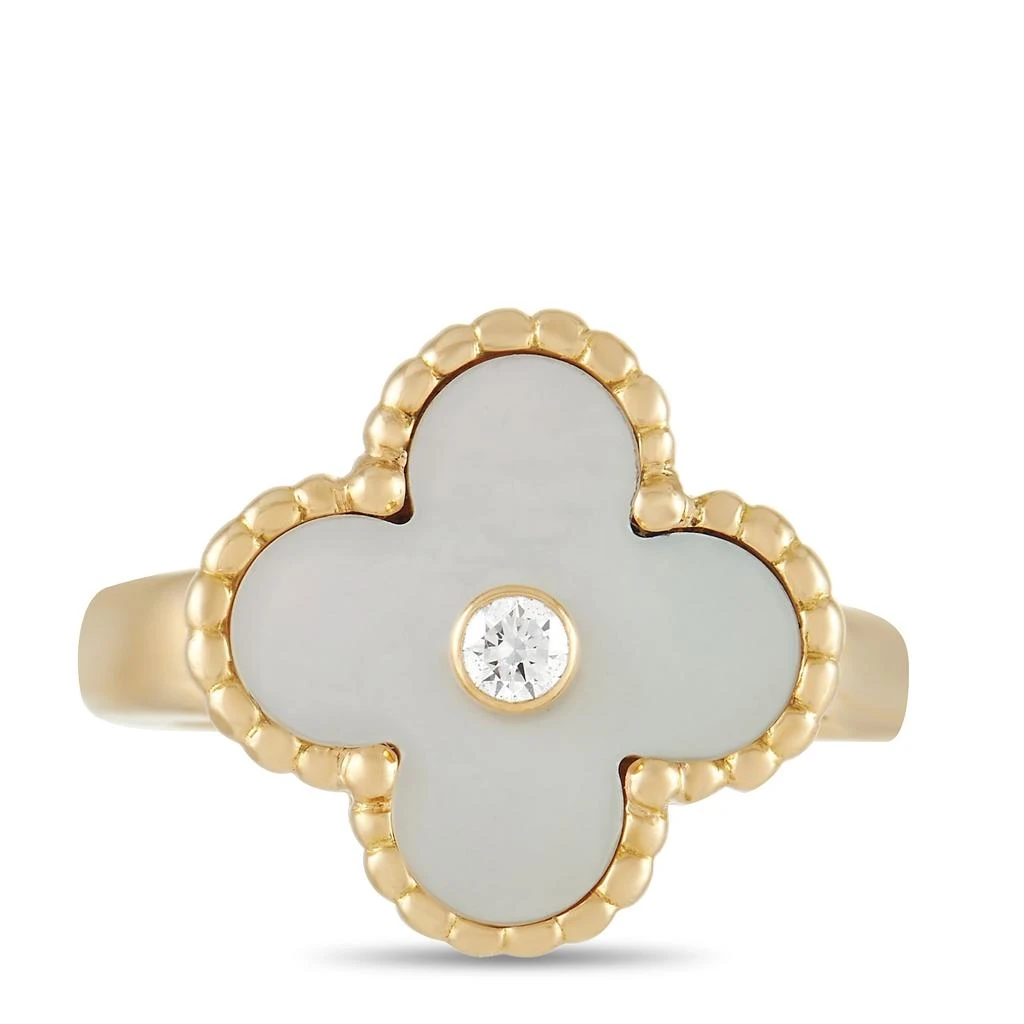 商品[二手商品] Van Cleef & Arpels|Van Cleef & Arpels Alhambra 18K Yellow Gold Diamond and Mother of Pearl Ring,价格¥23625,第4张图片详细描述
