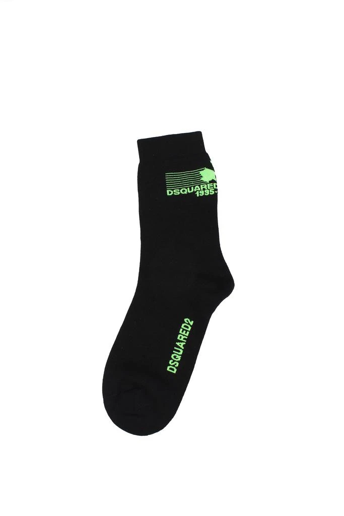 商品DSQUARED2|Socks Cotton Black Fluo Green,价格¥457,第1张图片