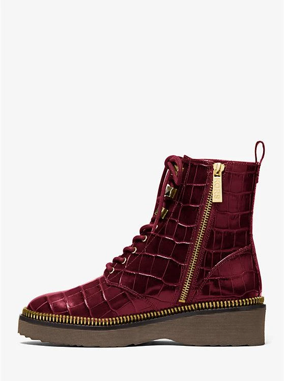 商品Michael Kors|Haskell Crocodile Embossed Leather Combat Boot,价格¥742,第3张图片详细描述