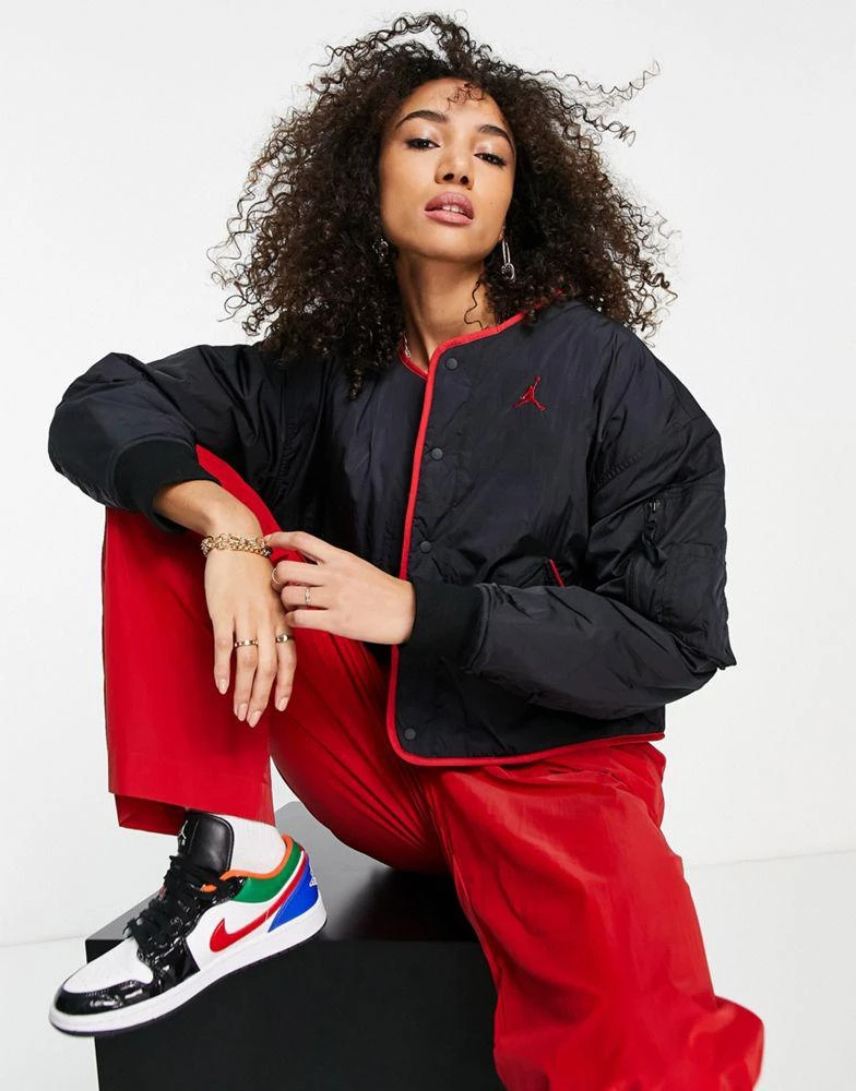 商品Jordan|Jordan essential flight jacket in black and red,价格¥956,第1张图片