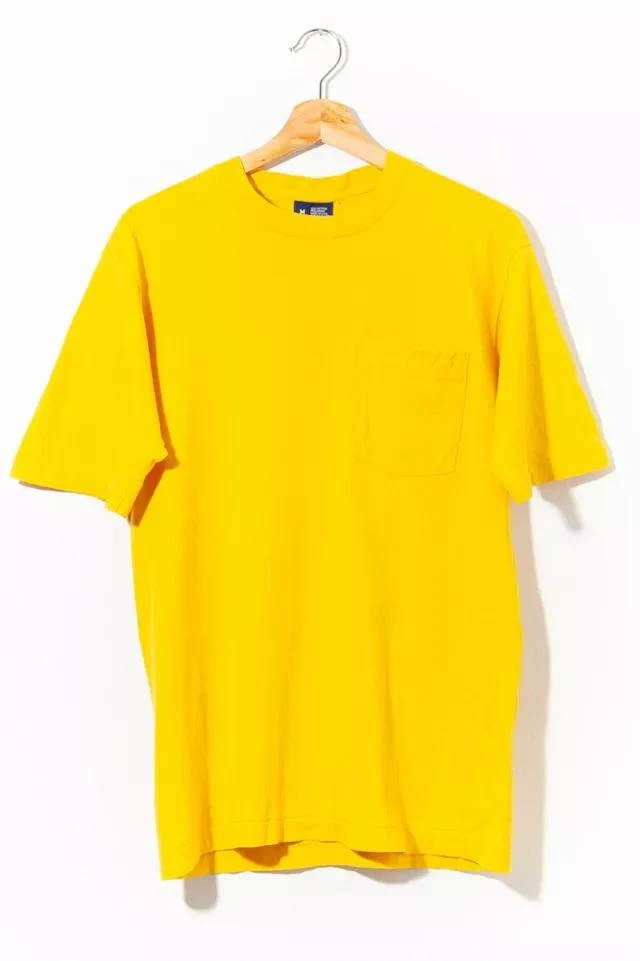 商品Urban Outfitters|Vintage 1990s Blank Single Stitch Yellow Pocket Cotton T-Shirt Made in USA,价格¥453,第1张图片