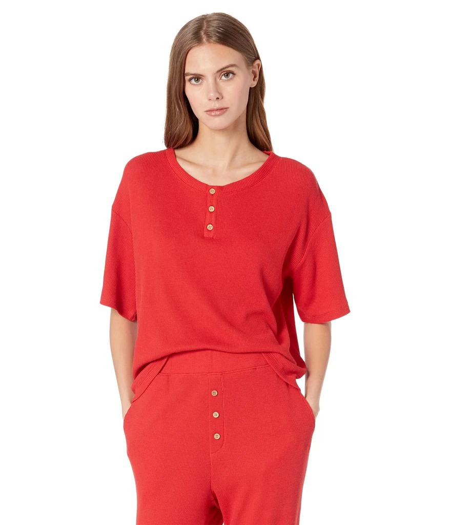 商品Eberjey|Cozy Waffle - Henley Short Sleeve Long PJ Set,价格¥898,第2张图片详细描述