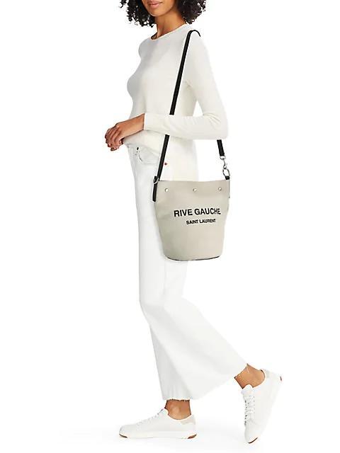 商品Yves Saint Laurent|Rive Gauche Linen & Leather Bucket Bag,价格¥11011,第4张图片详细描述