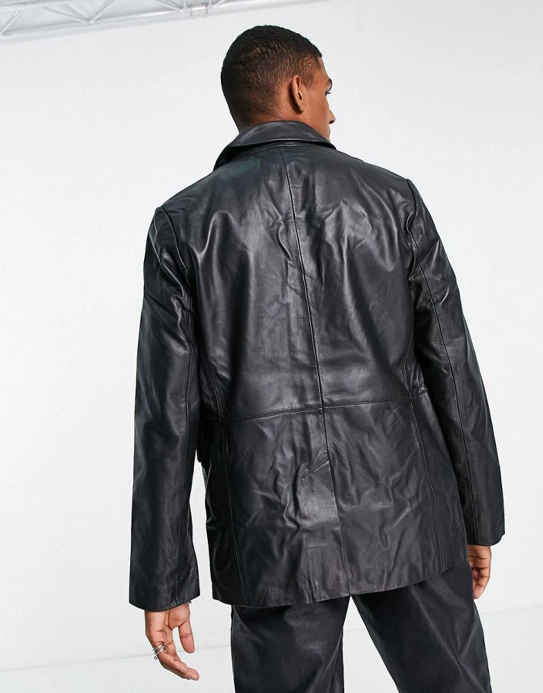 商品ASOS|ASOS DESIGN real leather blazer jacket in black,价格¥711,第2张图片详细描述