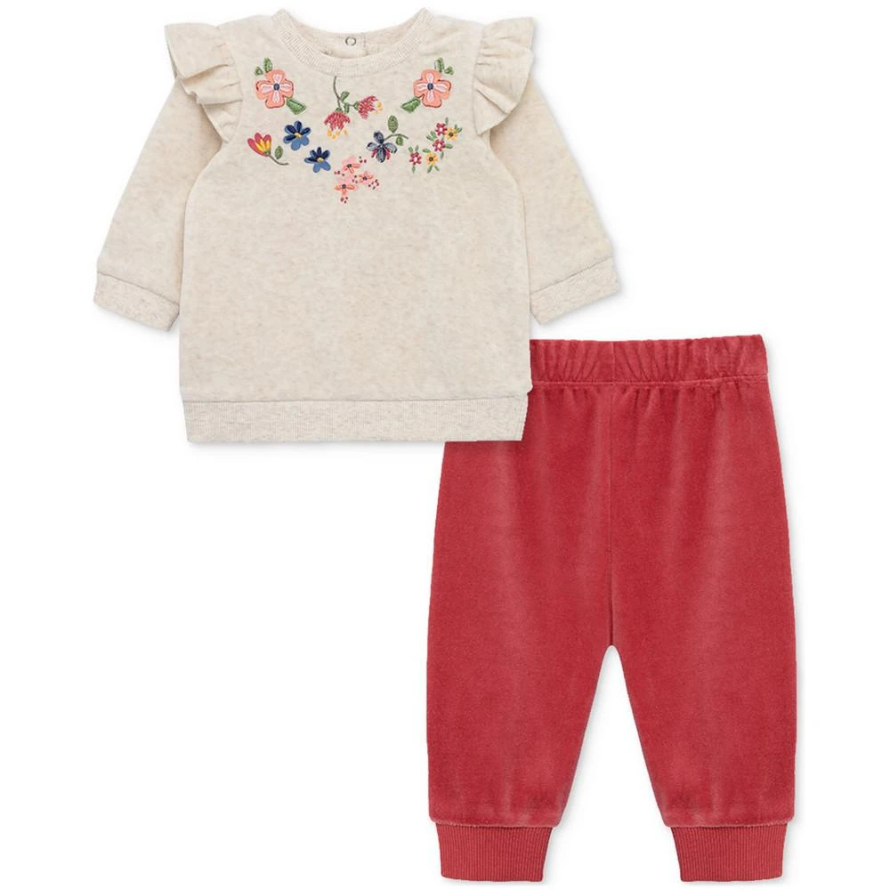 商品Little Me|Baby Girls Wildflowers 2-Pc. Velour Top & Pants Set,价格¥144,第1张图片