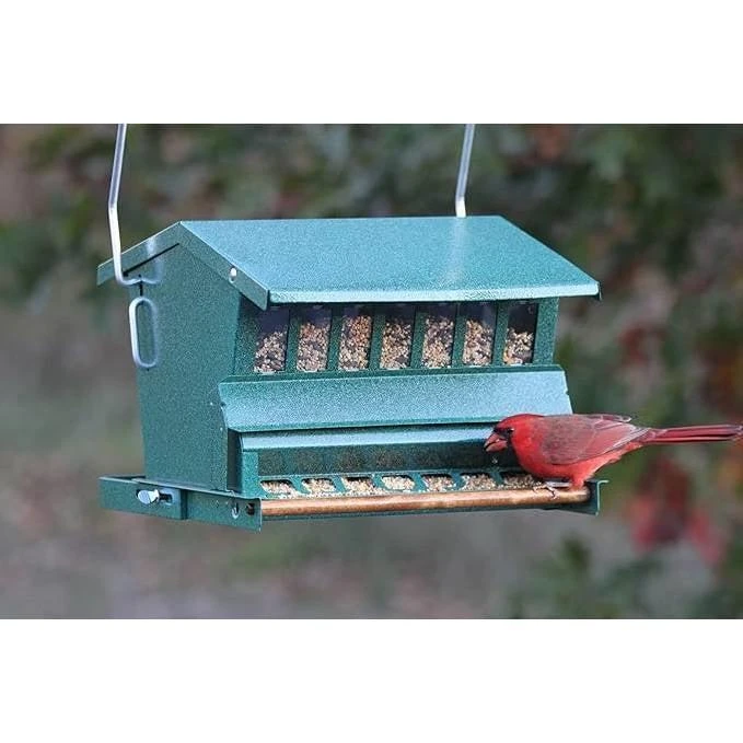 商品Hivvago|Rugged Green Metal Squirrel-Proof Bird Feeder with Easy-Refill Top,价格¥1700,第2张图片详细描述
