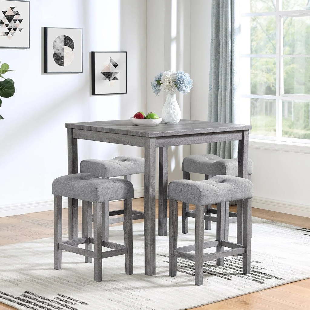 商品Streamdale Furniture|Streamdale 5-Piece Industrial Dining/Bar Table & Chairs Set,价格¥2975,第1张图片