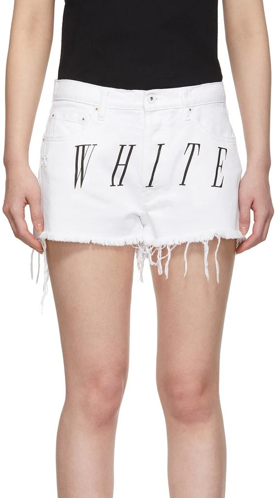 商品Off-White|White Denim Stonewash Shorts,价格¥840,第4张图片详细描述