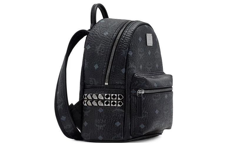 商品[国内直发] MCM|Stark Visetos 经典双侧铆钉 可手提单肩斜挎 双肩背包  迷你 男女同款 黑色,价格¥6695,第5张图片详细描述