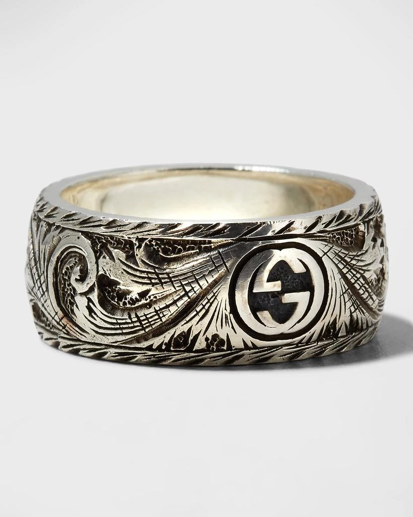 商品Gucci|Men's Gatto Aged Sterling Silver Ring, Size 9-11,价格¥2560,第5张图片详细描述