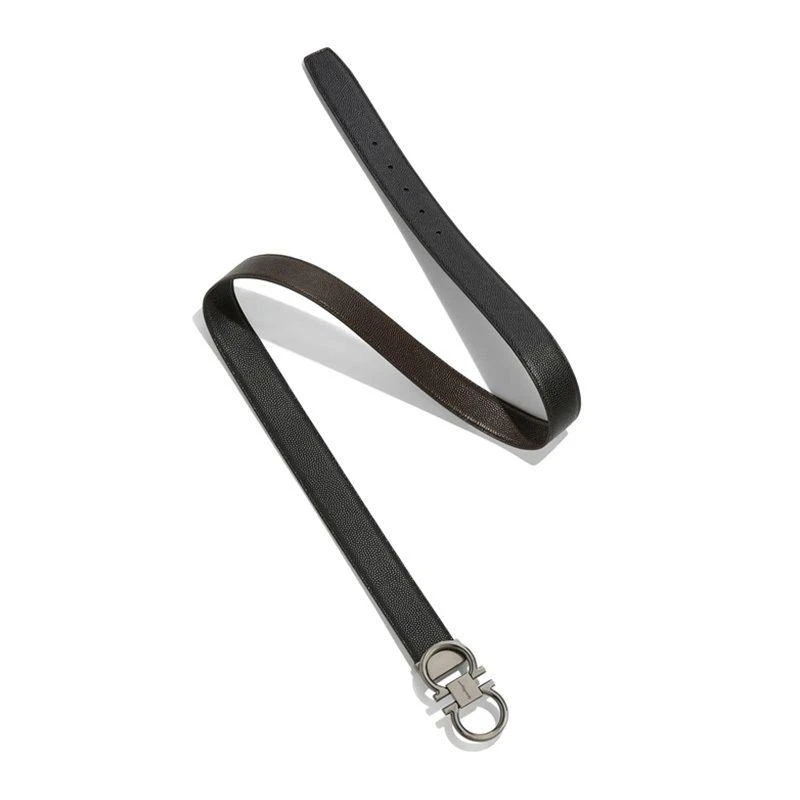 商品Salvatore Ferragamo|SALVATORE FERRAGAMO 菲拉格慕 男士黑色牛皮板扣式双面皮带腰带 67-9938-698949,价格¥4657,第2张图片详细描述