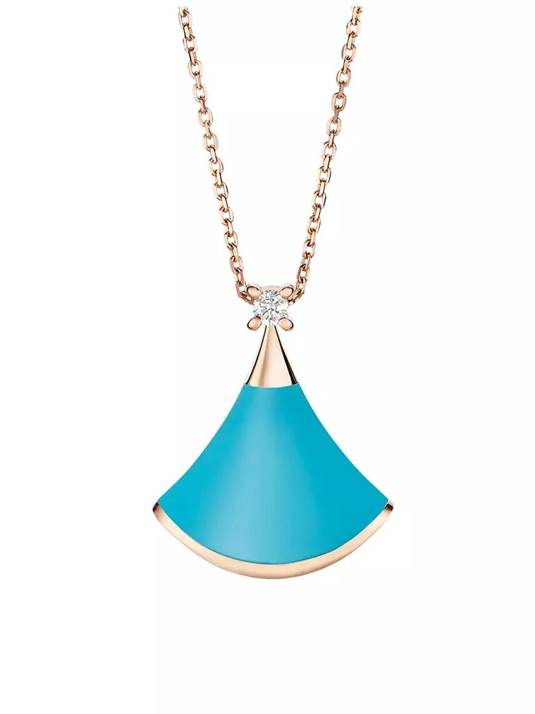 商品BVLGARI|Divas' Dream 18K Rose Gold, Turquoise & Diamond Pendant Necklace,价格¥17749,第1张图片