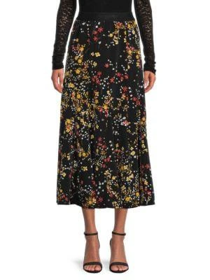 商品Karl Lagerfeld Paris|Floral Midi A Line Skirt,价格¥263,第1张图片