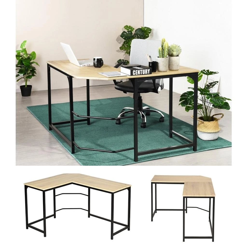 商品Simplie Fun|34.6" X 42.5" L Shaped Computer Desk PC Laptop Table Wood Workstation,价格¥1455,第1张图片
