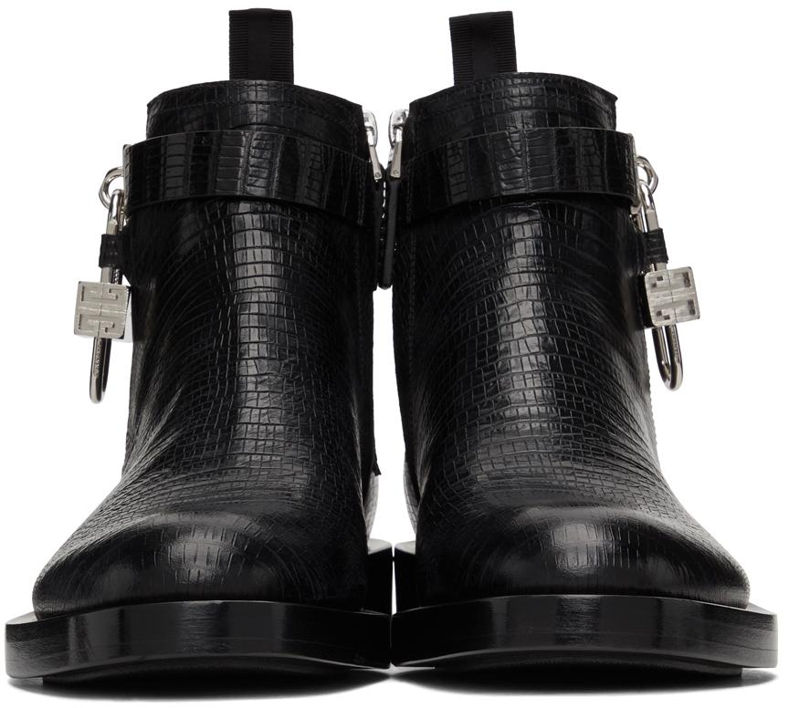 黑色 Padlock 蜥蜴纹踝靴商品第2张图片规格展示