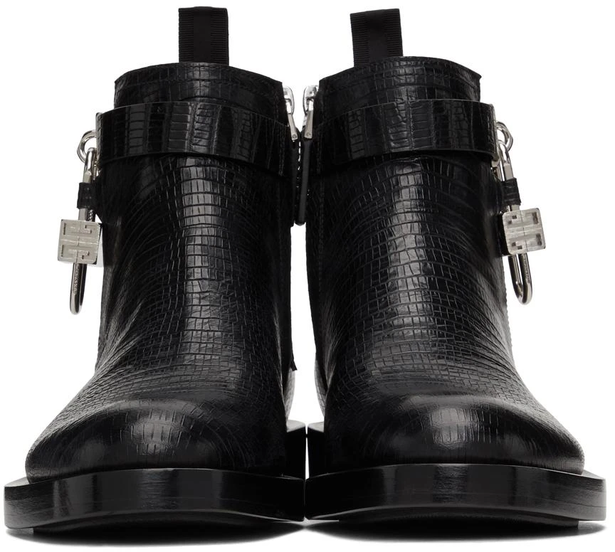 商品Givenchy|Black Lizard Padlock Boots,价格¥6495,第2张图片详细描述