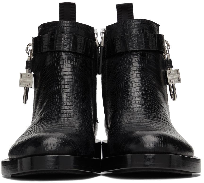 商品Givenchy|黑色 Padlock 蜥蜴纹踝靴,价格¥12238,第4张图片详细描述