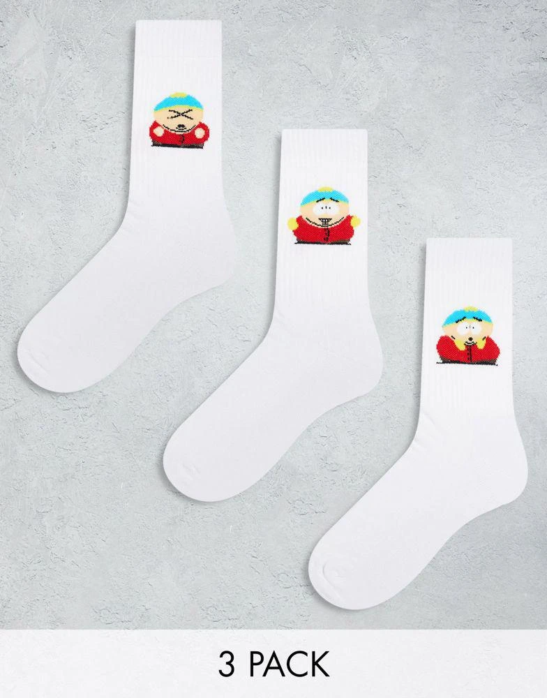 商品ASOS|ASOS DESIGN Cartman South Park 3 pack socks in white,价格¥125,第1张图片