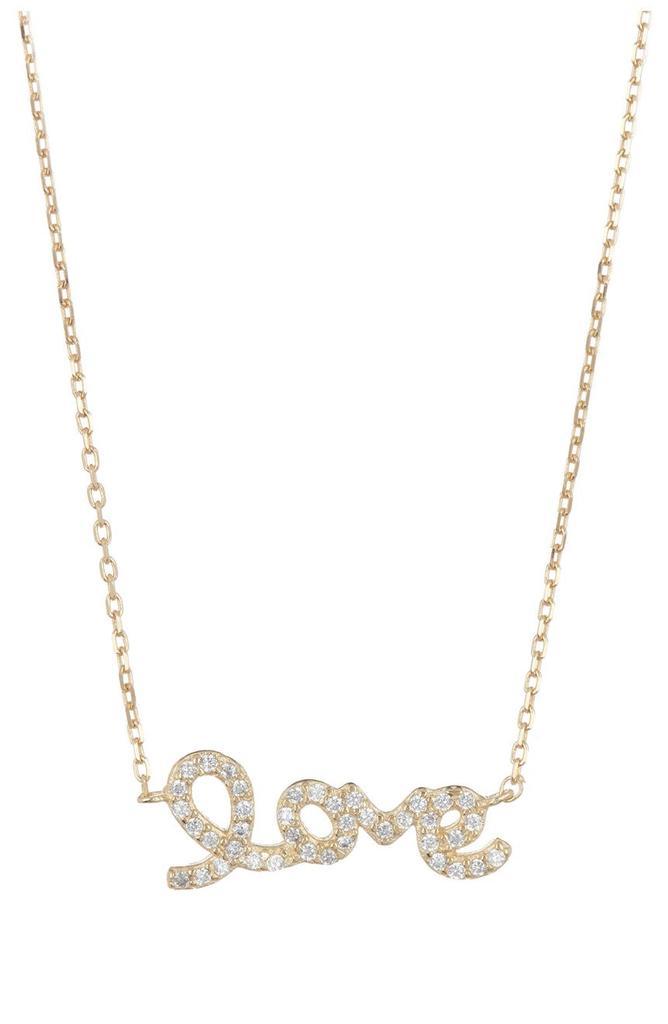 商品ADORNIA|14K Yellow Gold Plated Swarovski Crystal Cursive Love Necklace,价格¥172,第1张图片