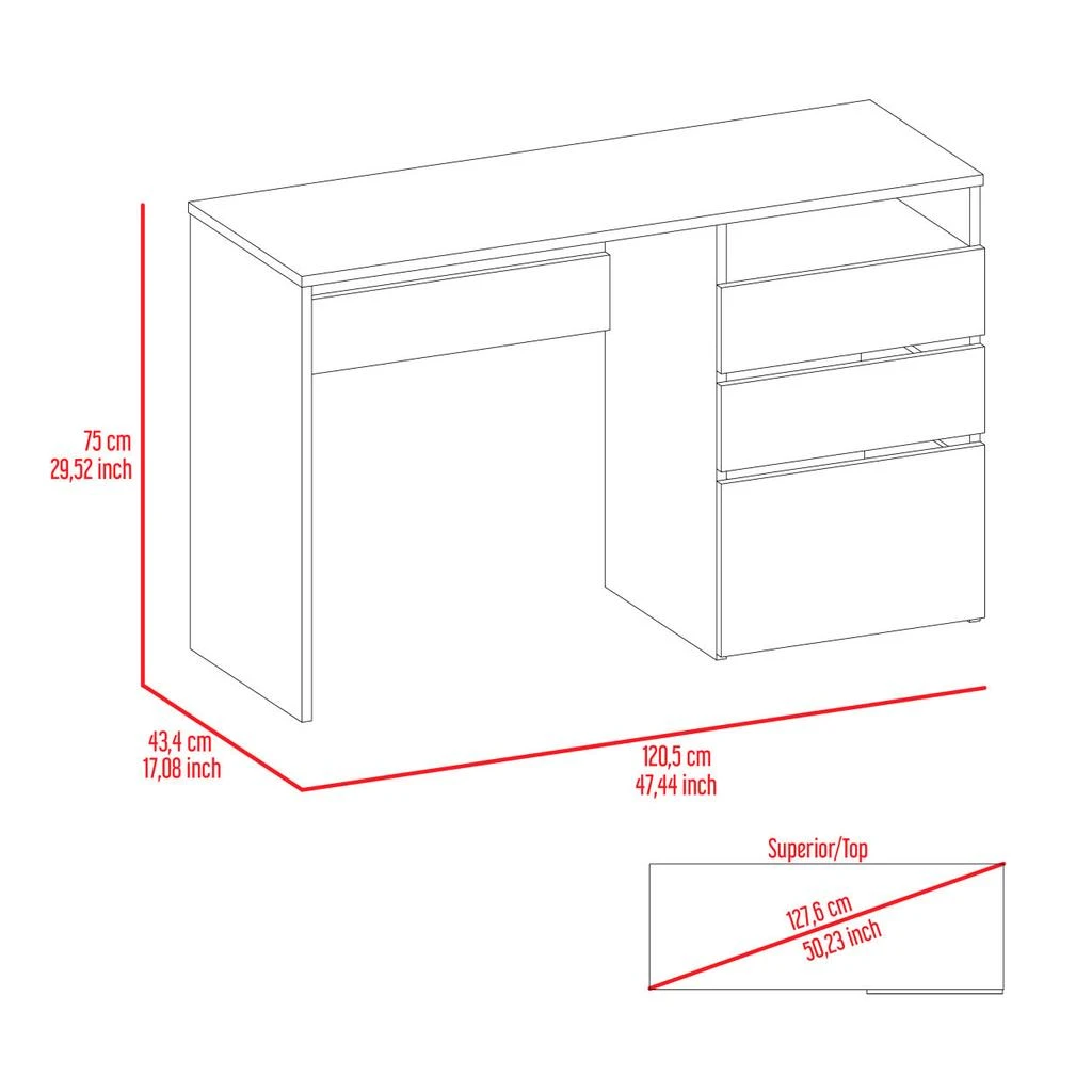 Dublin Three Drawer Computer Desk 商品
