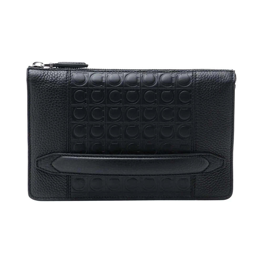 商品Salvatore Ferragamo|Salvatore Ferragamo 菲拉格慕 男士黑色小牛皮手拿包 24-0938-693330,价格¥3095,第1张图片