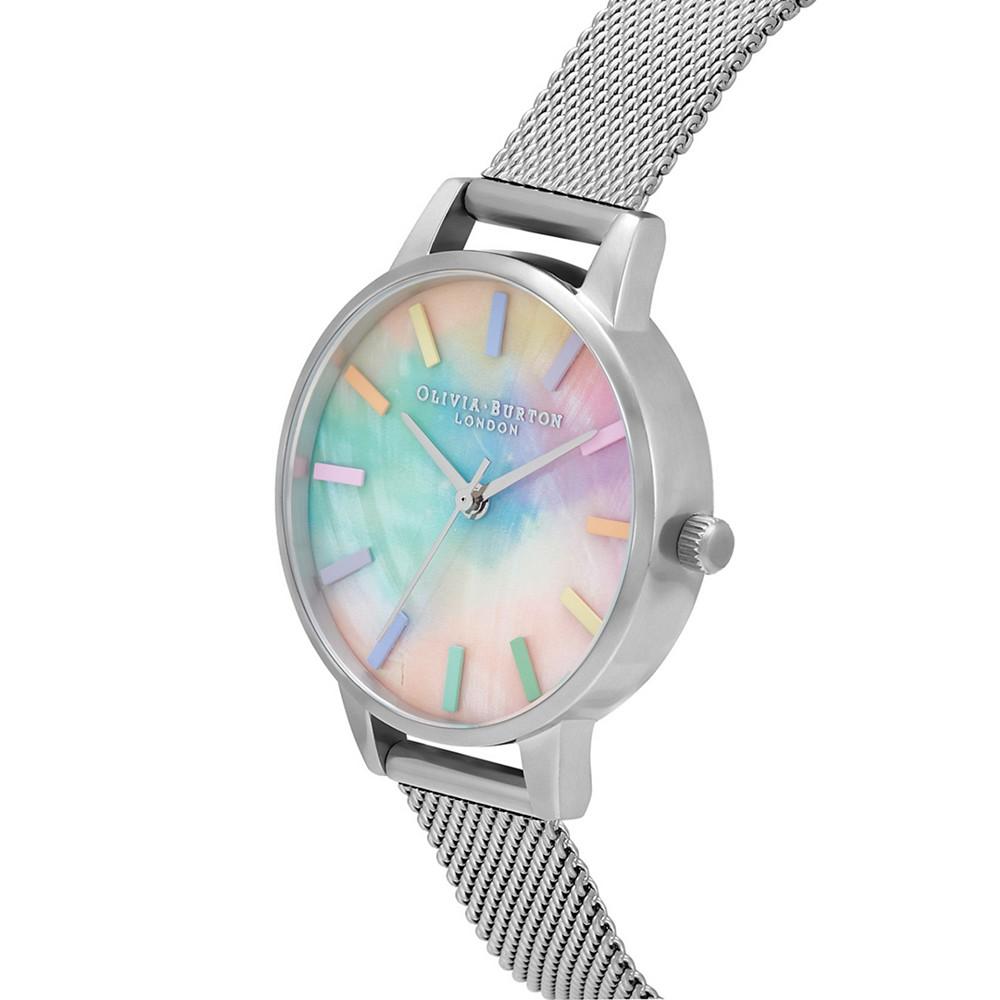 Women's Rainbow Stainless Steel Mesh Bracelet Watch 30mm商品第3张图片规格展示