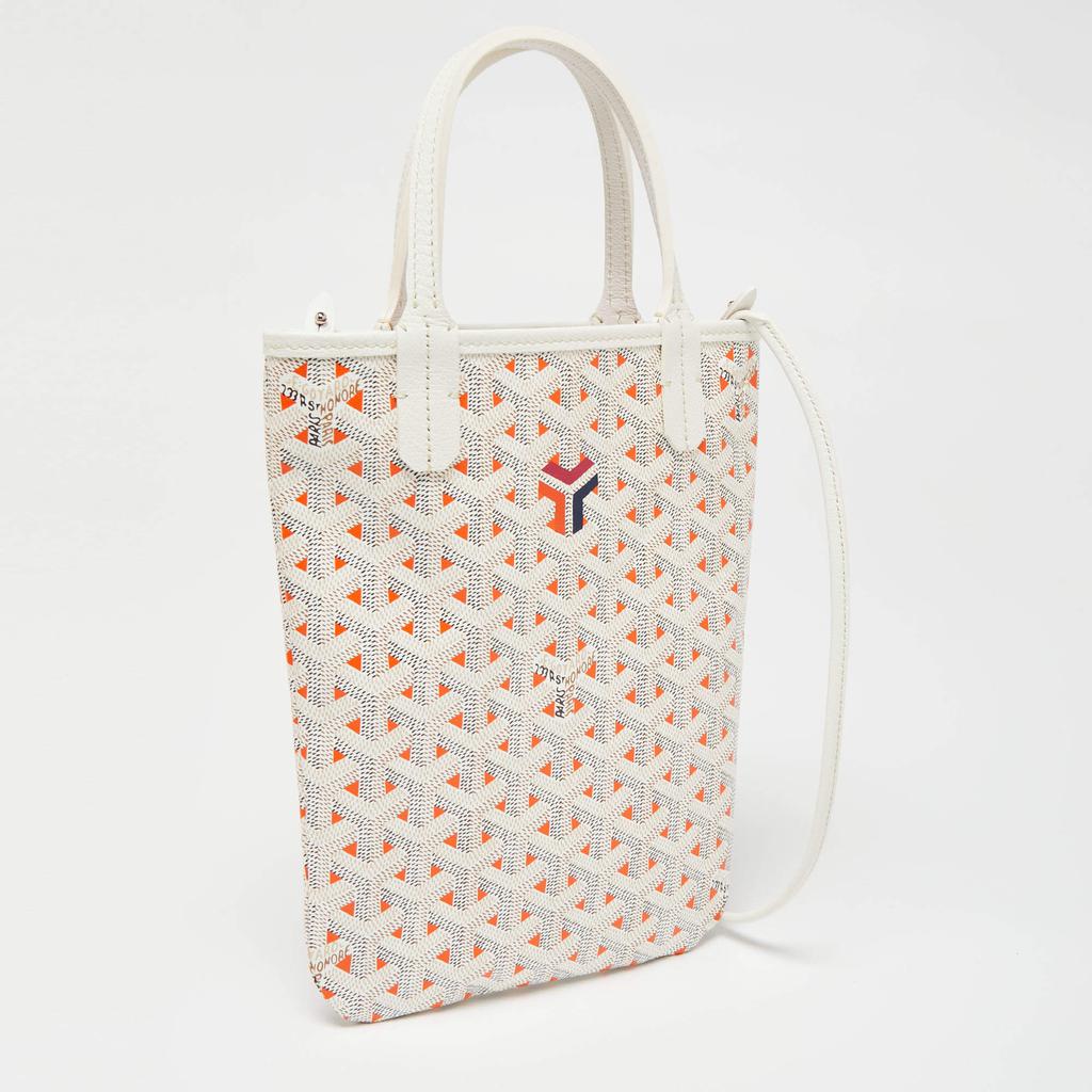 Goyard White/Orange Goyardine Coated Canvas and Leather Poitiers Claire-Voie Tote商品第3张图片规格展示