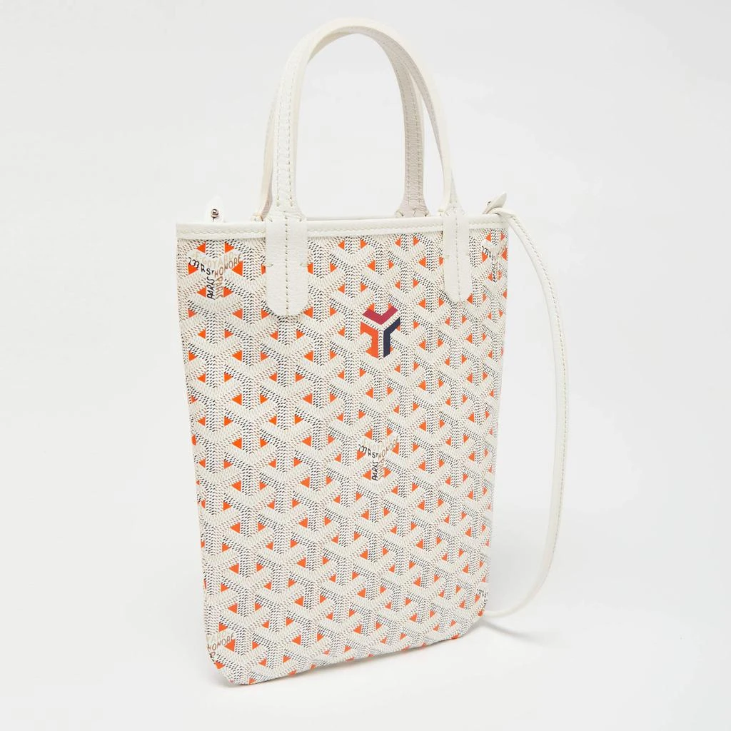 商品Goyard|Goyard White/Orange Goyardine Coated Canvas and Leather Poitiers Claire-Voie Tote,价格¥20531,第3张图片详细描述