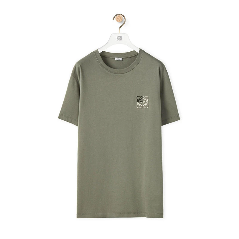 商品Loewe|【预售3-7天】LOEWE/罗意威 22年春夏新款 男士旧军绿色纯棉Logo刺绣短袖T恤H526Y22J26-4640,价格¥2648,第4张图片详细描述