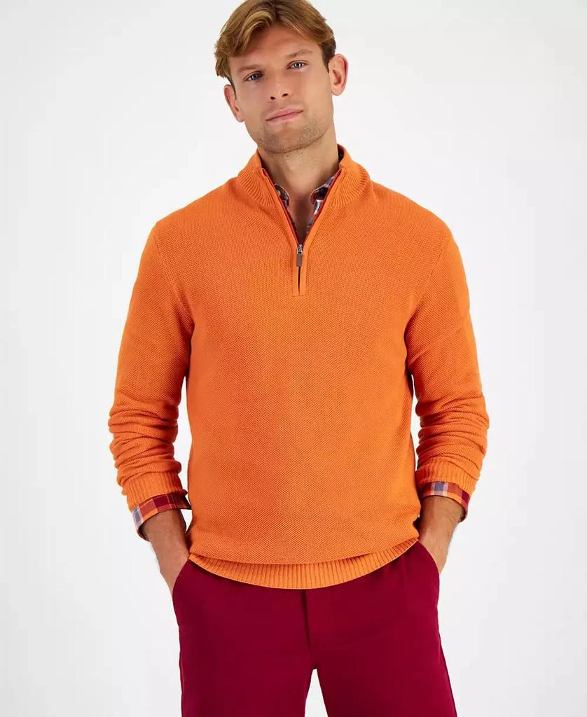 商品Club Room|Men's Quarter-Zip Textured Cotton Sweater, Created for Macy's,价格¥122,第1张图片