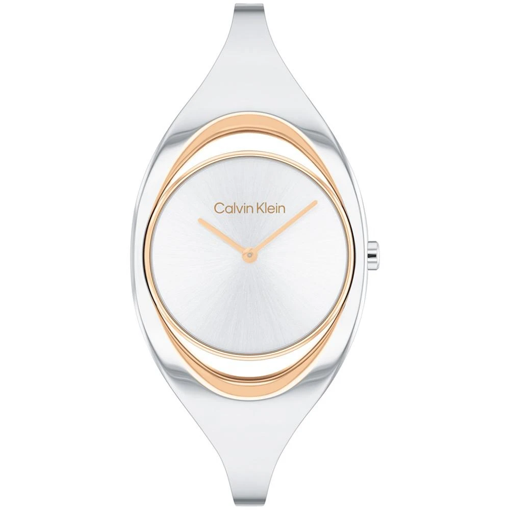 商品Calvin Klein|Women's Two Hand Two-Tone Stainless Steel Bangle Bracelet Watch 30mm,价格¥1276,第1张图片