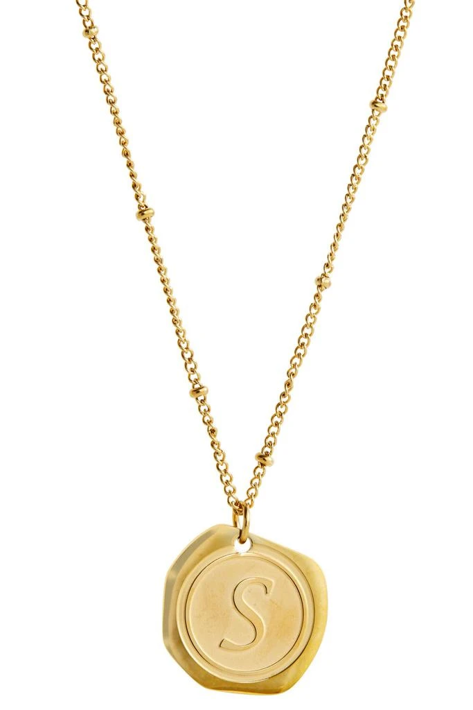 22K Gold Plated Coin Initial Necklace 商品