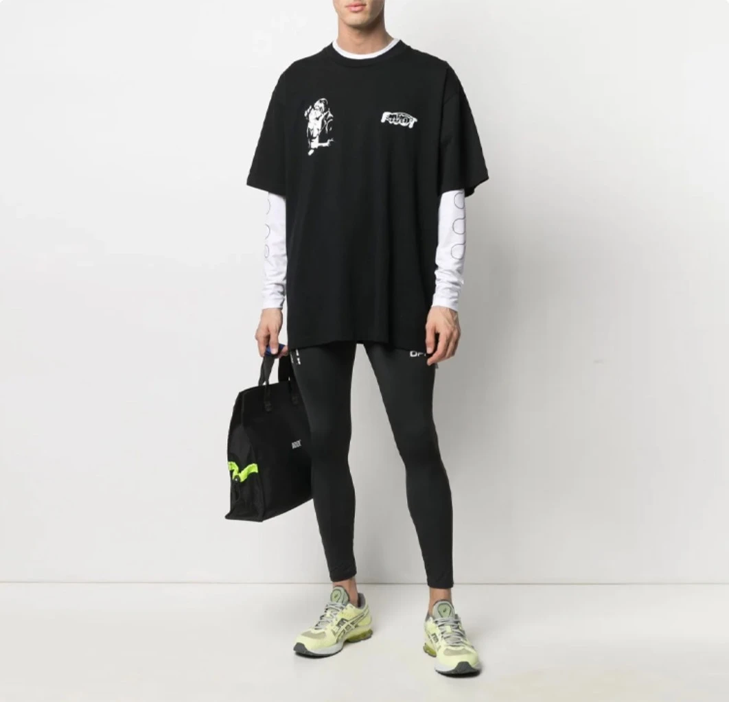 Logo裤腰运动打底裤 修身版型 男款 黑色  OMVG009V21FAB001-1001 商品