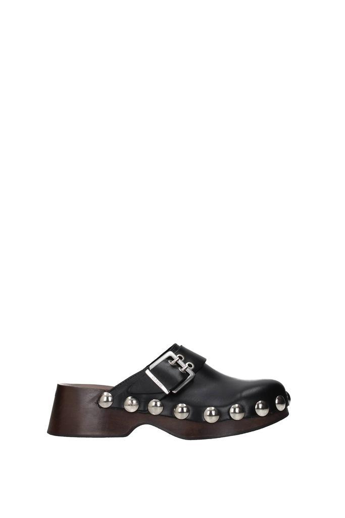 商品Ganni|Slippers and clogs Leather Black,价格¥1169,第1张图片