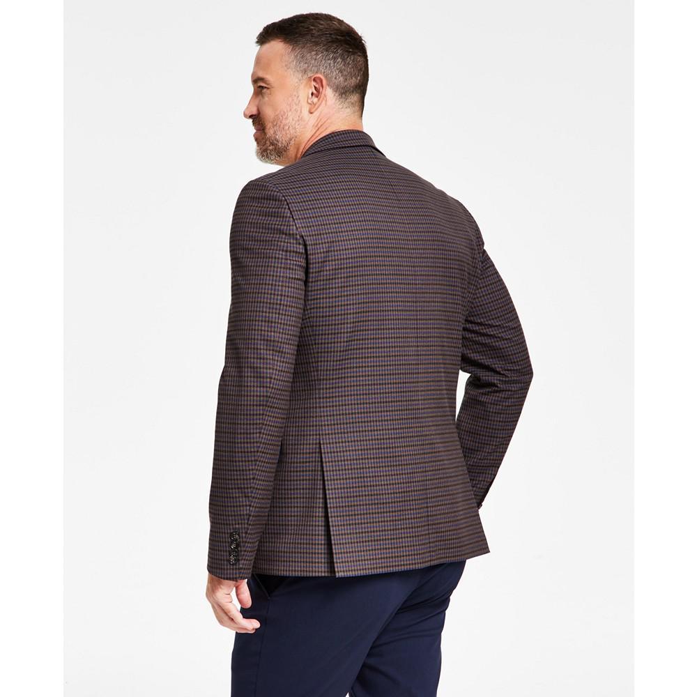 商品Tommy Hilfiger|Men's Modern-Fit Burgundy/Brown Check Blazer,价格¥877,第5张图片详细描述