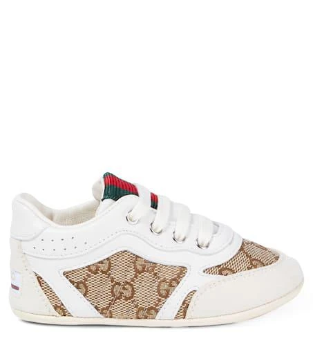 商品Gucci|Baby Gucci Re-Web leather-trimmed sneakers,价格¥3072,第3张图片详细描述