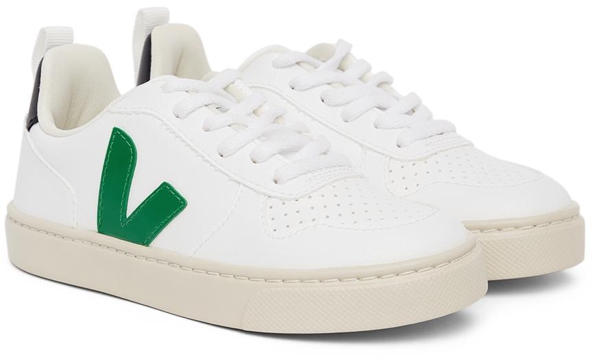 Kids White & Green Vegan V-10 Lace-Up Sneakers商品第4张图片规格展示