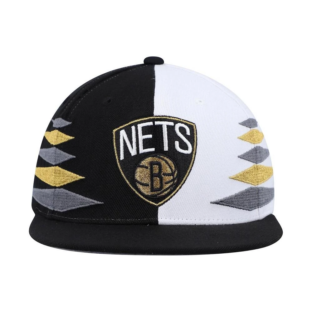商品Mitchell and Ness|Men's Black and White Brooklyn Nets Diamond Cut Snapback Hat,价格¥202,第4张图片详细描述