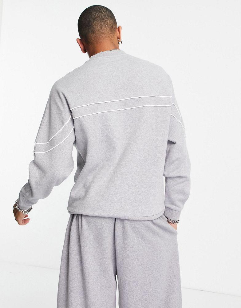 商品ASOS|ASOS DESIGN co-ord oversized sweatshirt with piping detail in grey marl,价格¥91,第6张图片详细描述