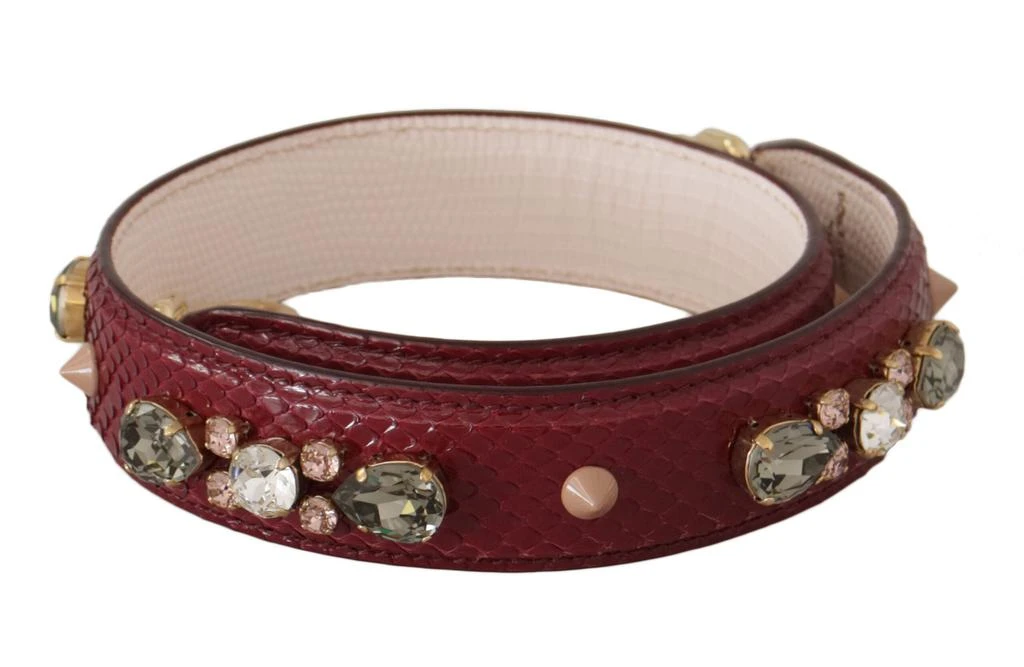 商品Dolce & Gabbana|Dolce & Gabbana Bordeaux Leather Crystals Bag Shoulder Strap,价格¥3059,第1张图片