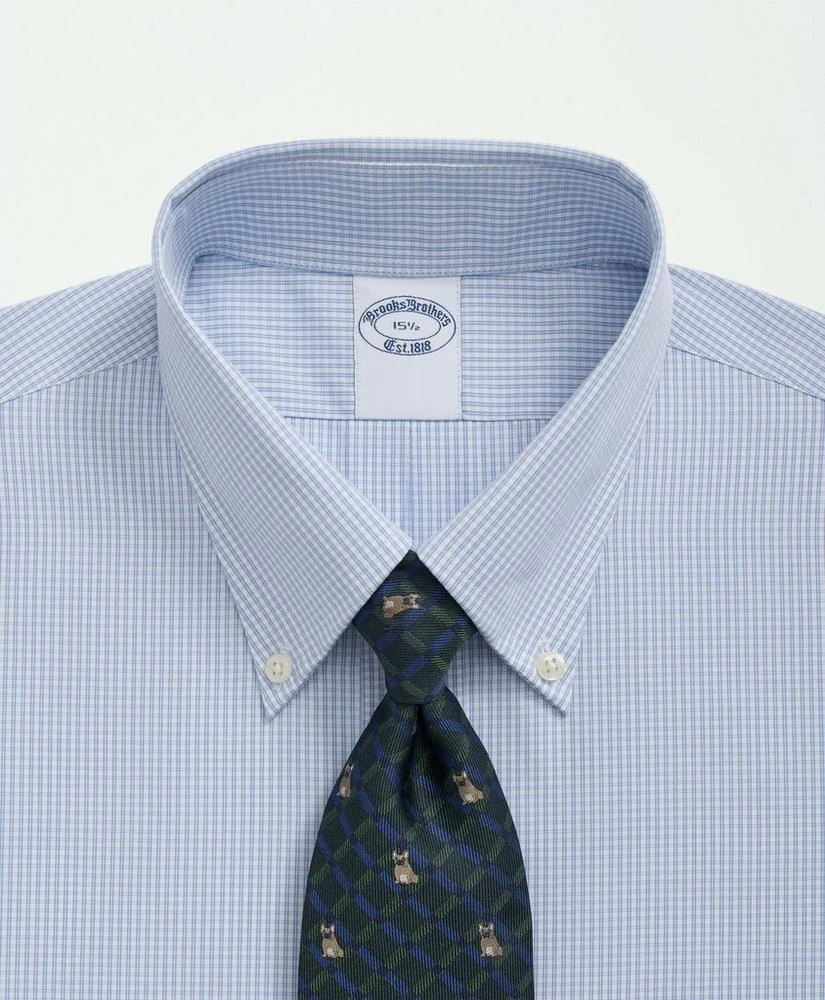商品Brooks Brothers|Supima® Cotton Poplin Polo Button-Down Collar, Micro Checked Dress Shirt,价格¥910,第3张图片详细描述